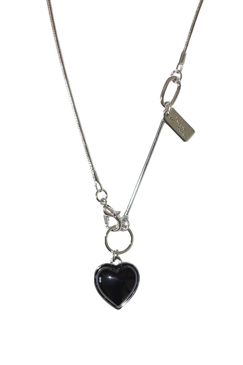 coy black heart necklace