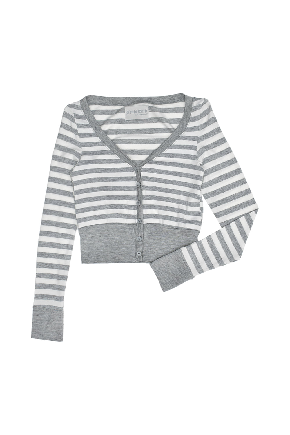 [ACUBI CLUB] stripe crop cardigan (gray)