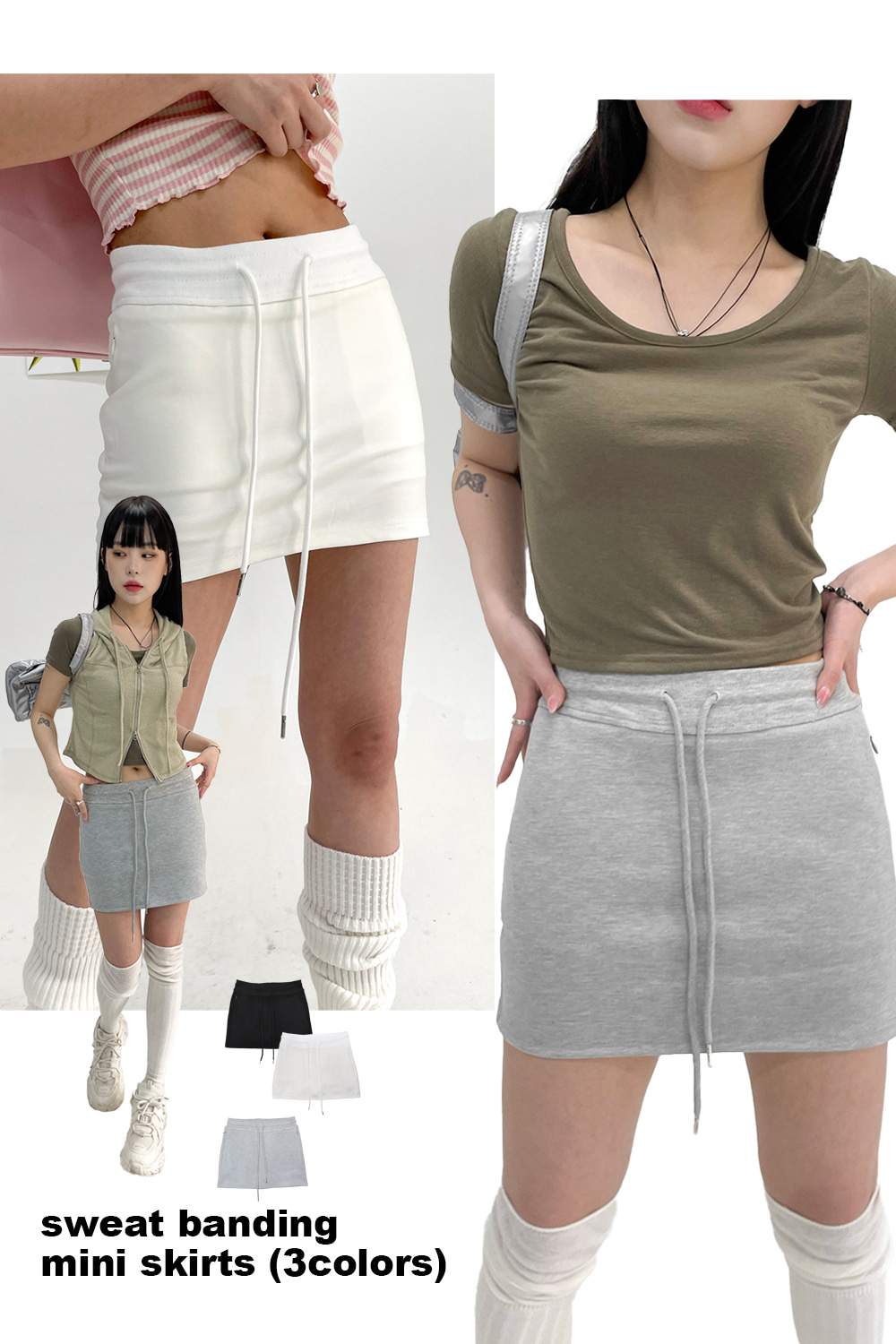 sweat banding mini skirts (3colors)
