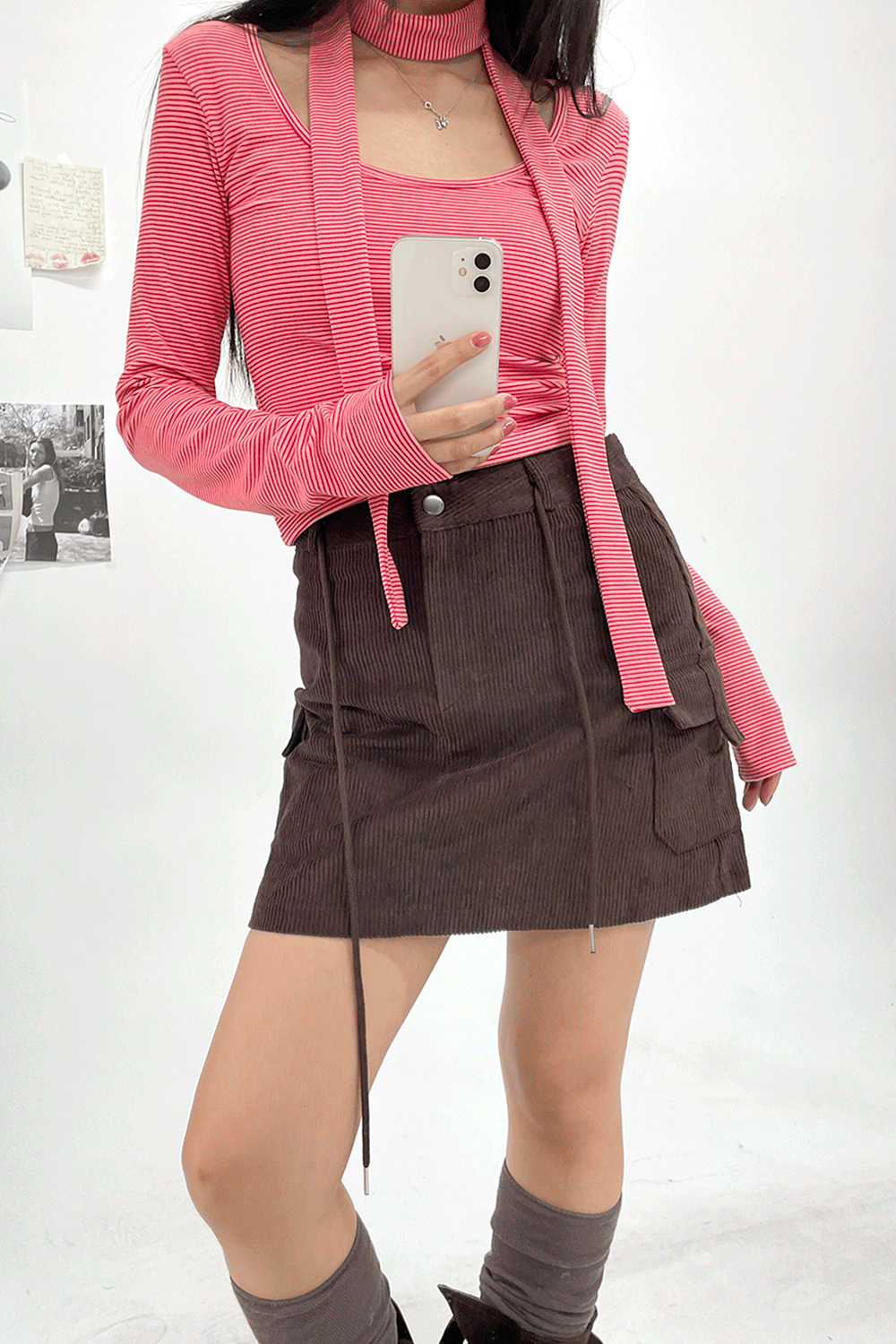 house corduroy cargo skirt (3colors)