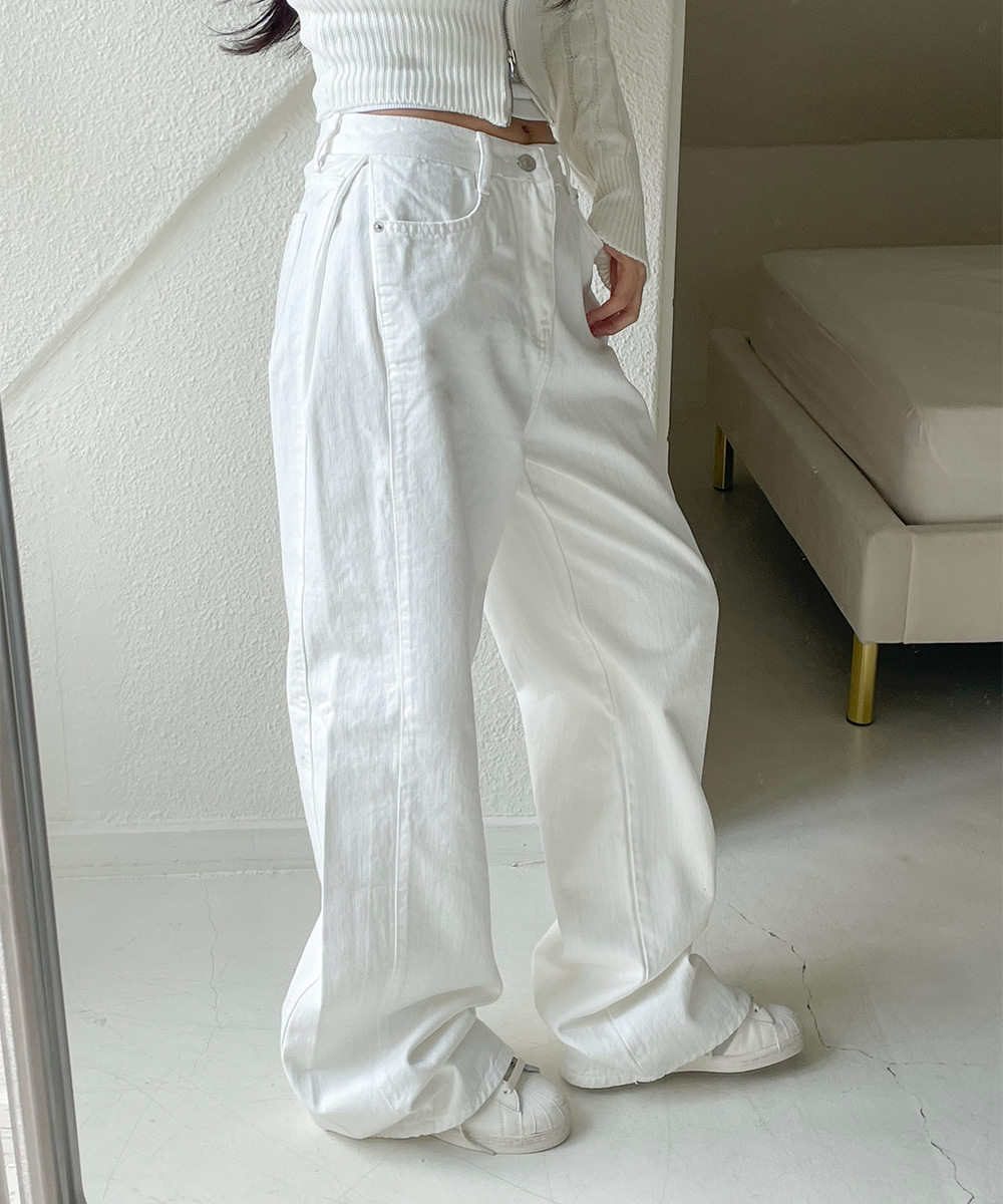 pure cotton line wide pants (2colors)
