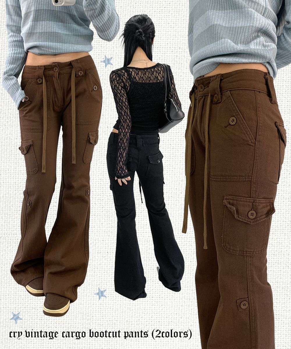 cry vintage cargo bootcut pants (2colors)