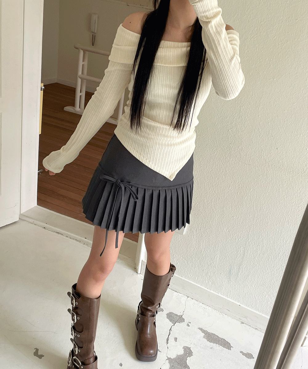 maniac ribbon pleat skirt (2colors)