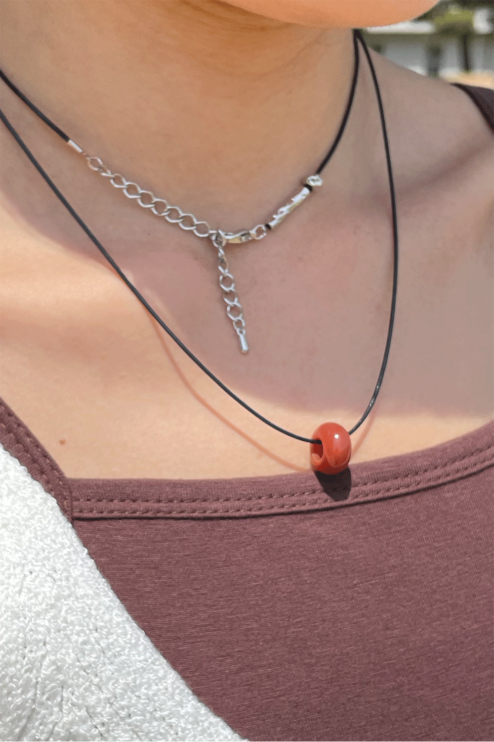 cocoa stone necklace (2colors)