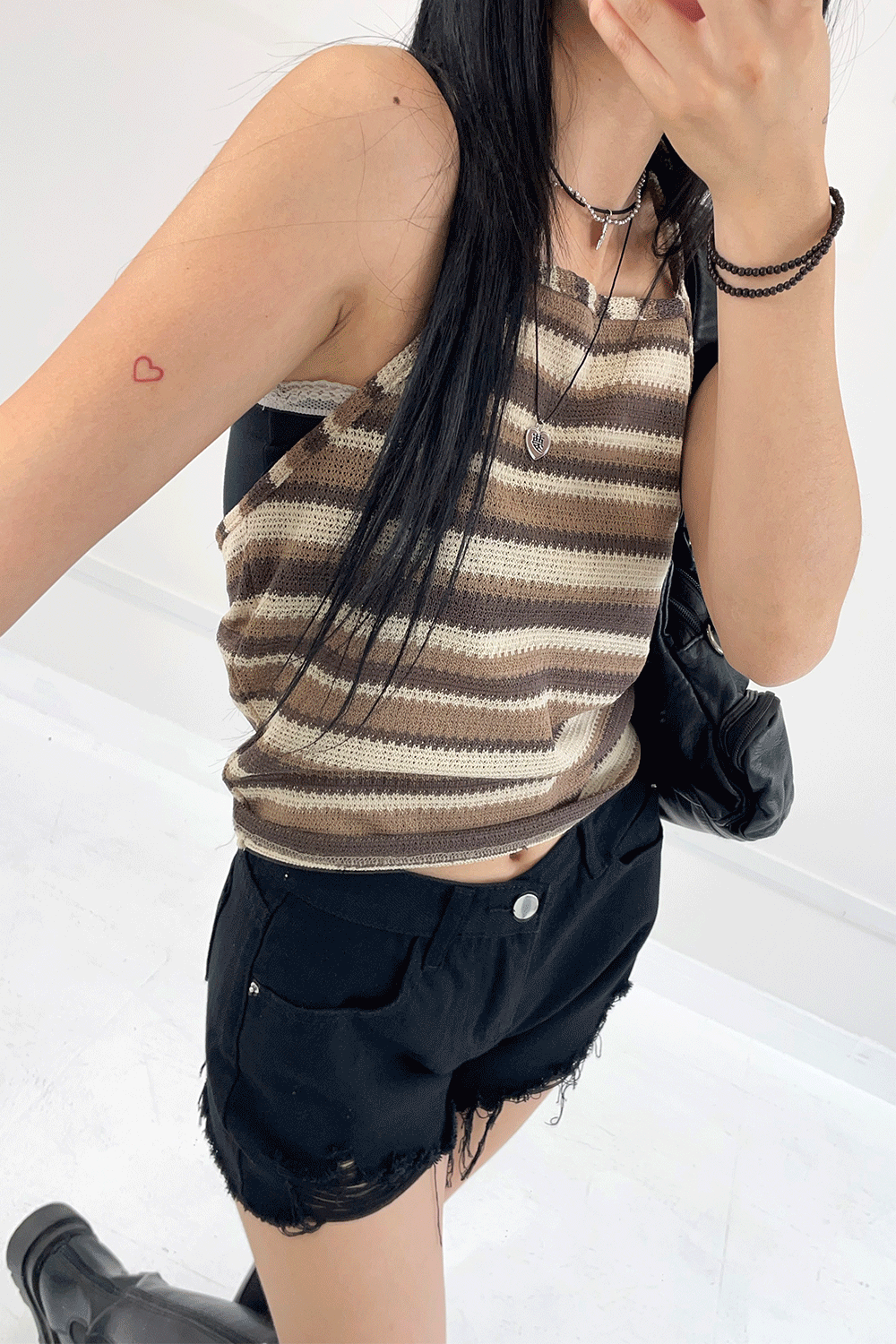 ethnic halter knit top (2colors)