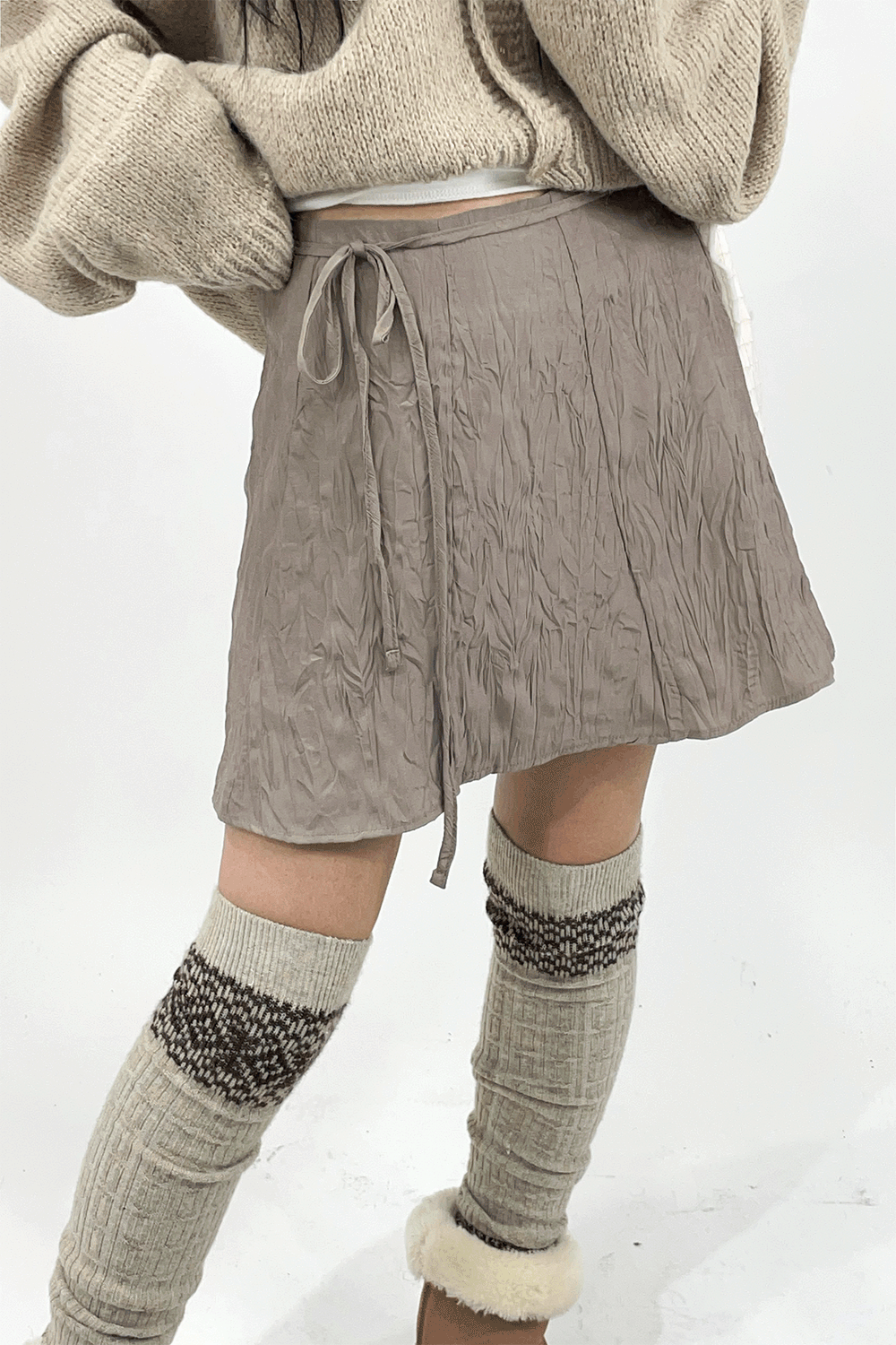 wrinkle ribbon mini skirts (2colors)