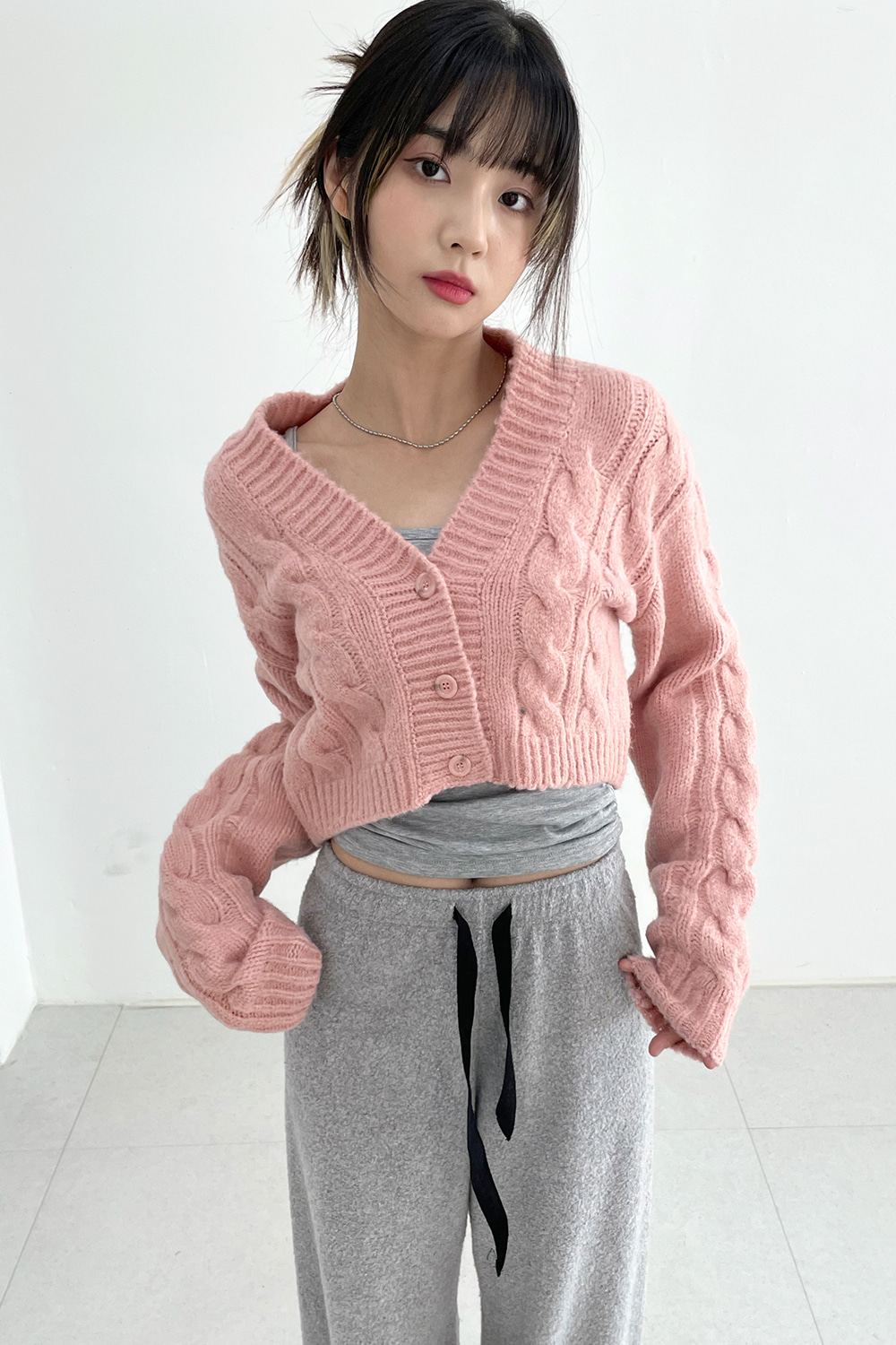 onion cable crop cardigan (3colors)