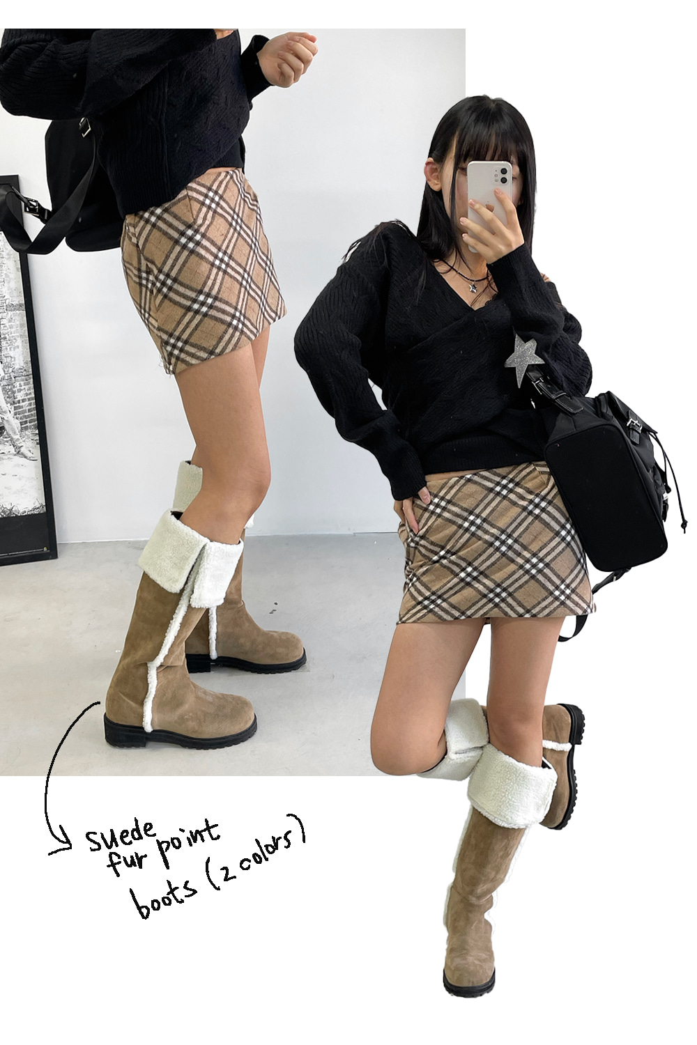 BB check mini skirts (2colors)