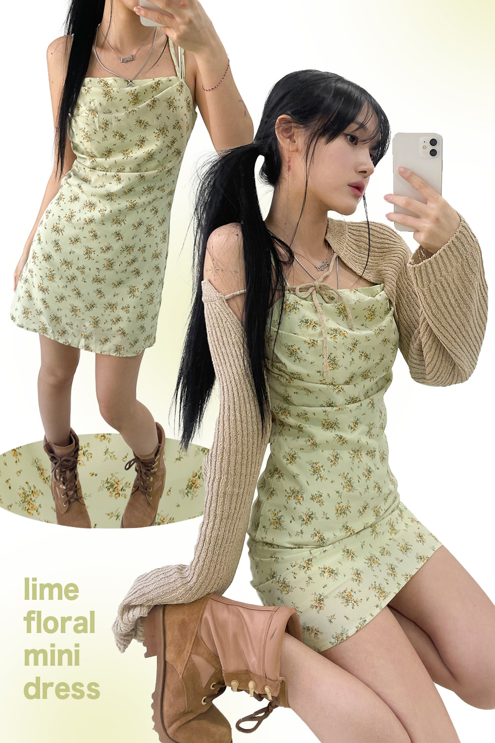 lime floral mini dress
