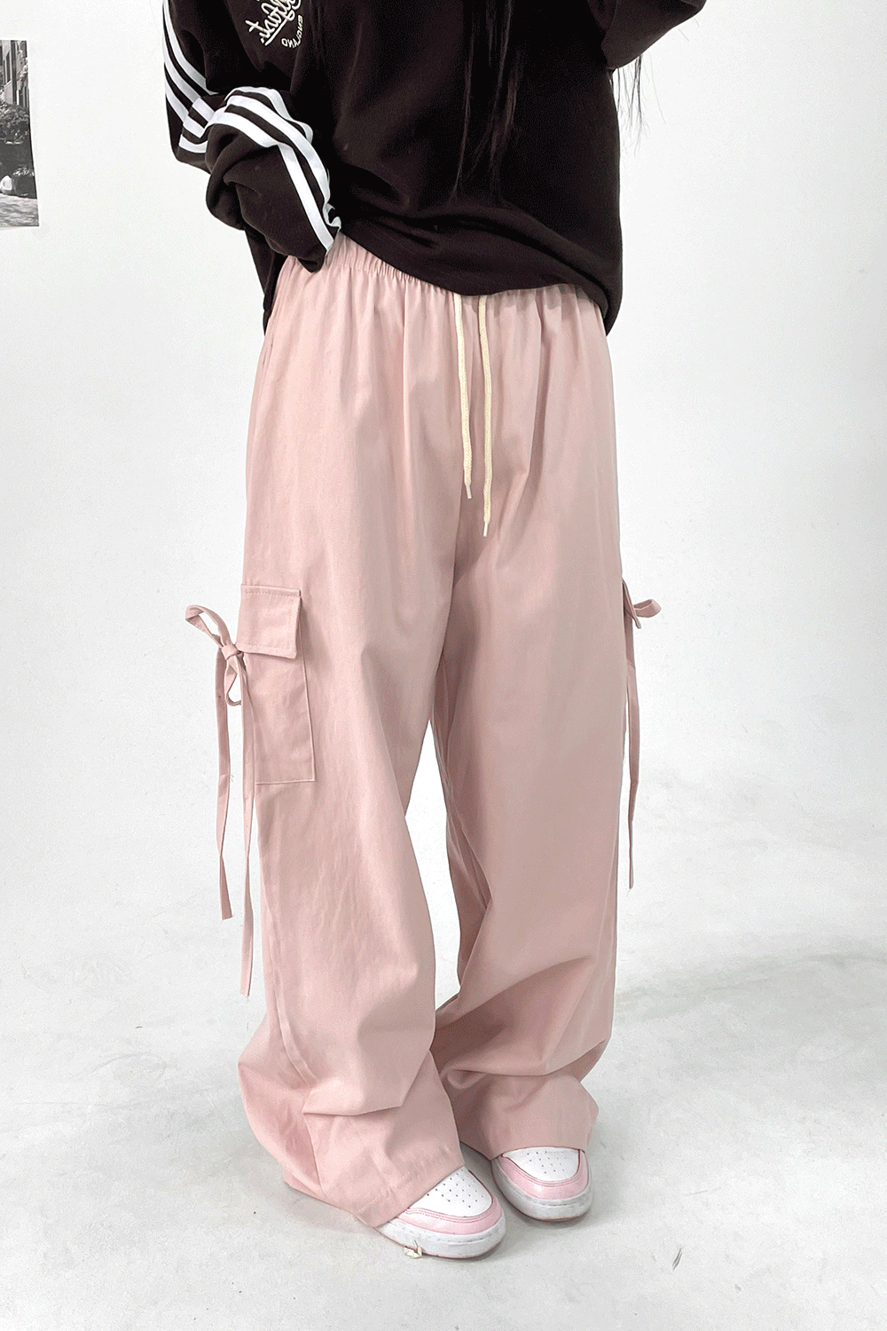 venus ribbon cargo wide pants (4colors)
