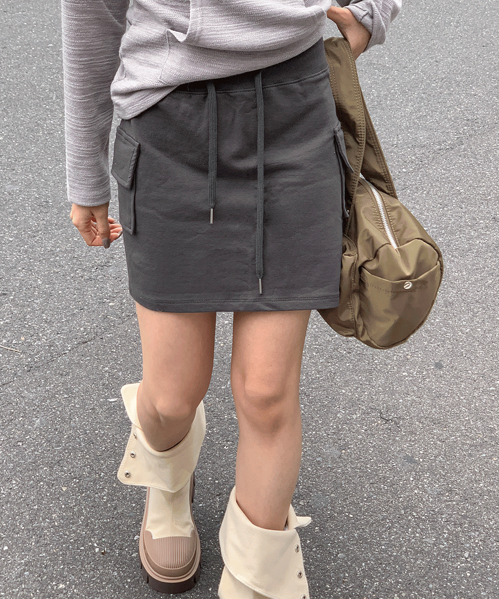 selfie cotton cargo mini skirt (3colors)