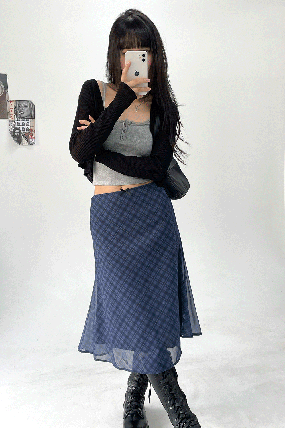 sandy check midi skirt (2colors)