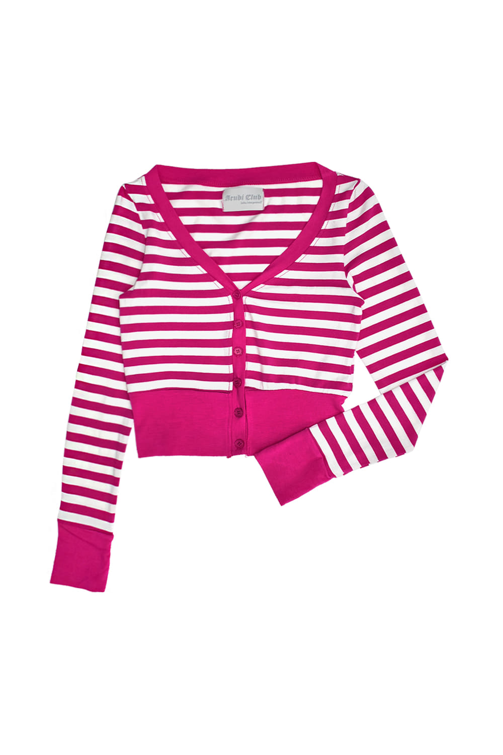 [ACUBI CLUB] stripe crop cardigan (pink)