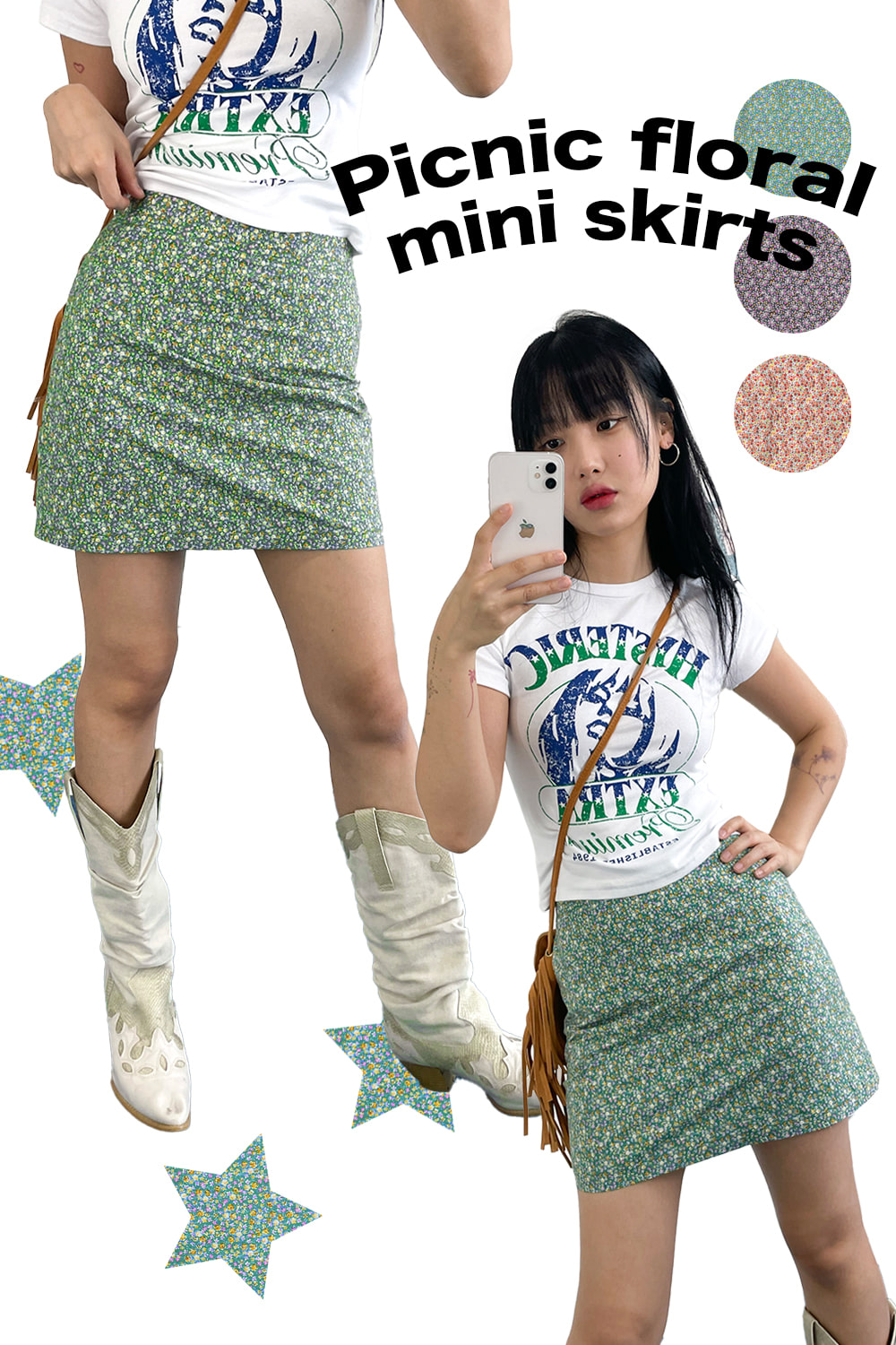 picnic floral mini skirts (3colors)