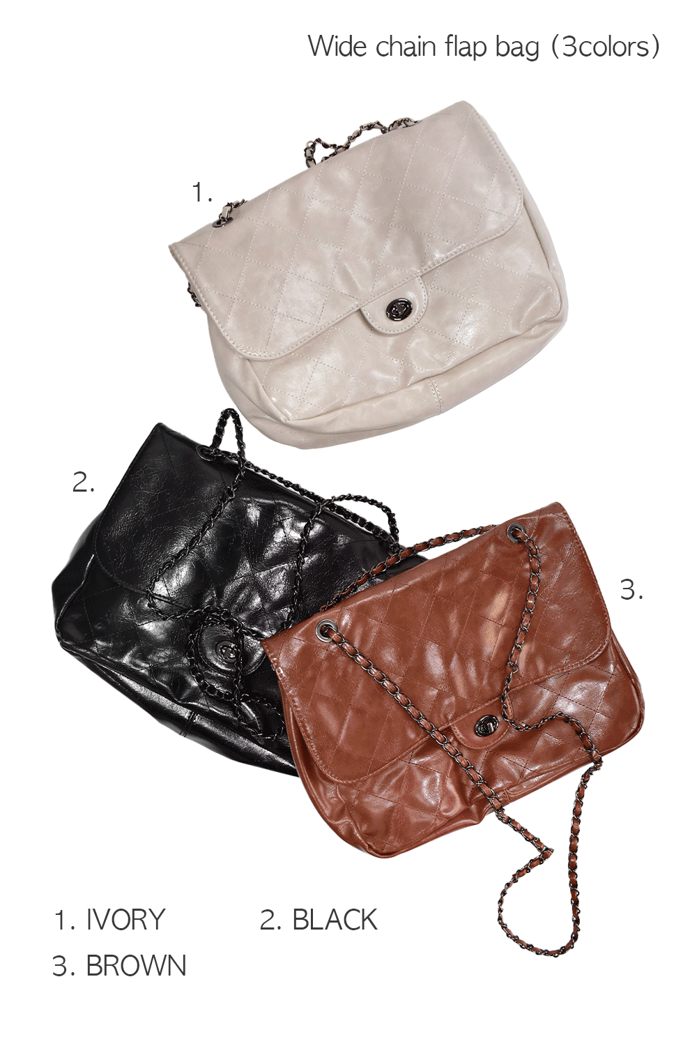 wide chain flap bag (3colors)
