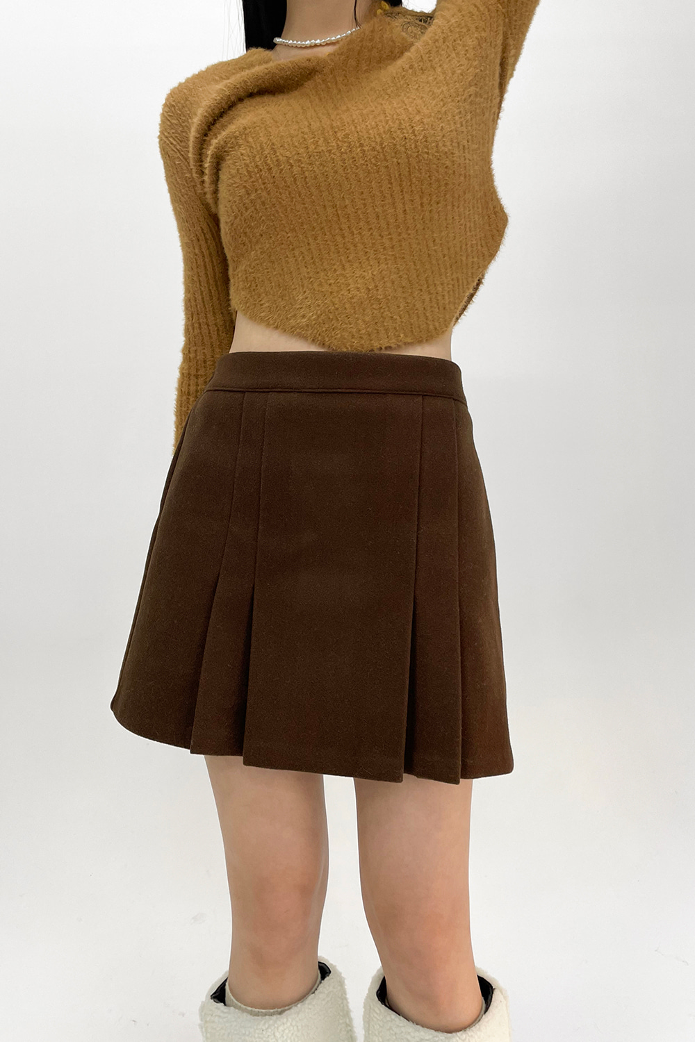 little wool pleats mini skirt (2colors)