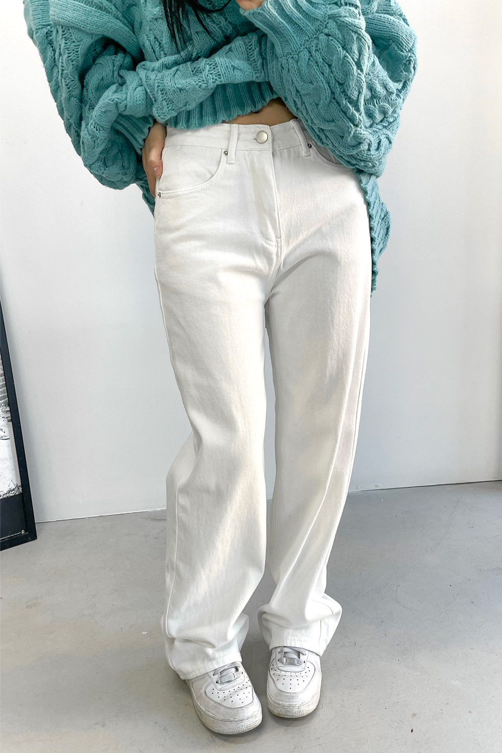 straight basic cotton pants (2colors)