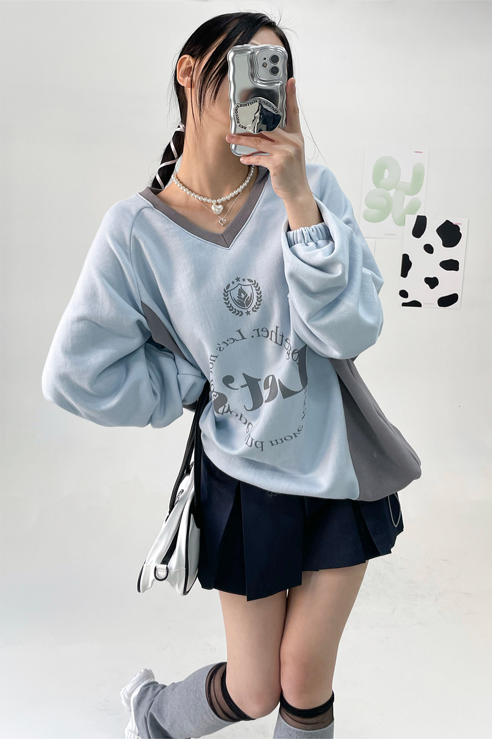 kibo v neck string sweatshirts (3colors)