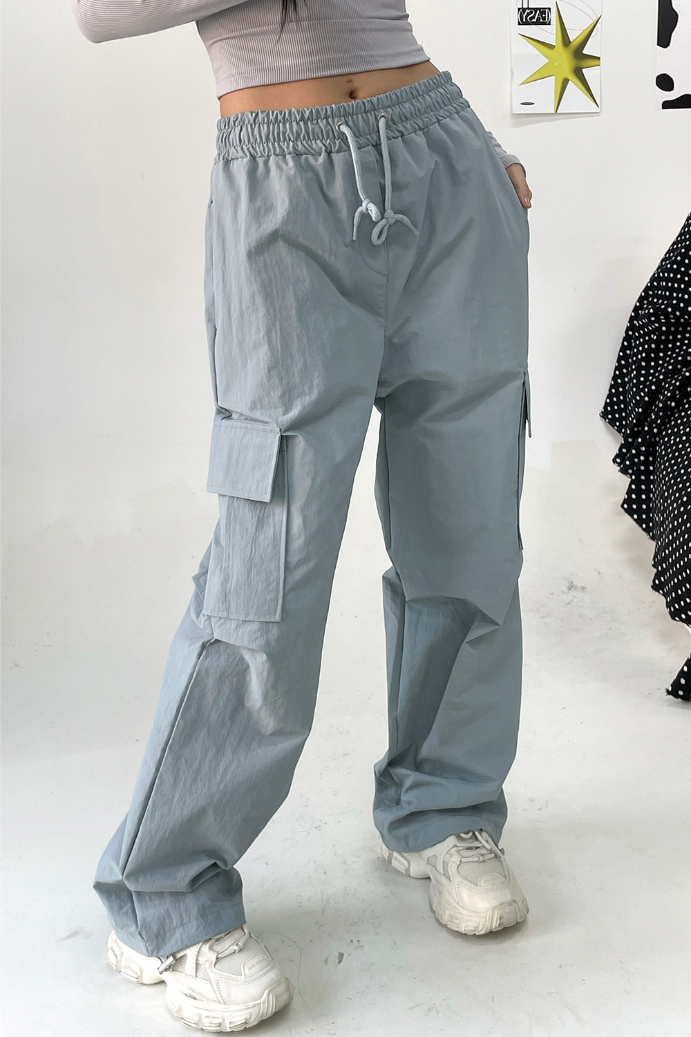 hook nylon cargo pants (3colors)
