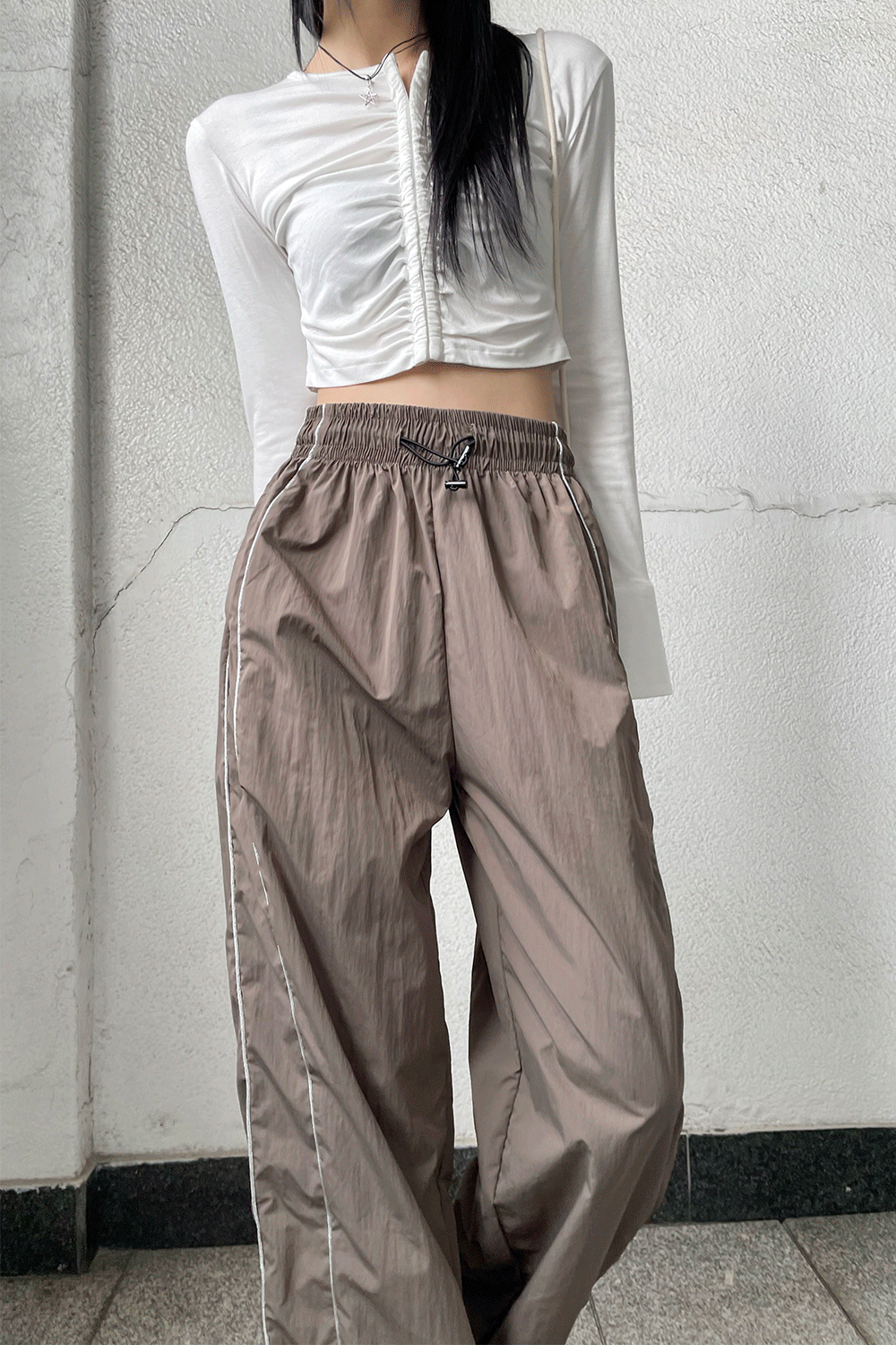 nylon line track pants (2colors)