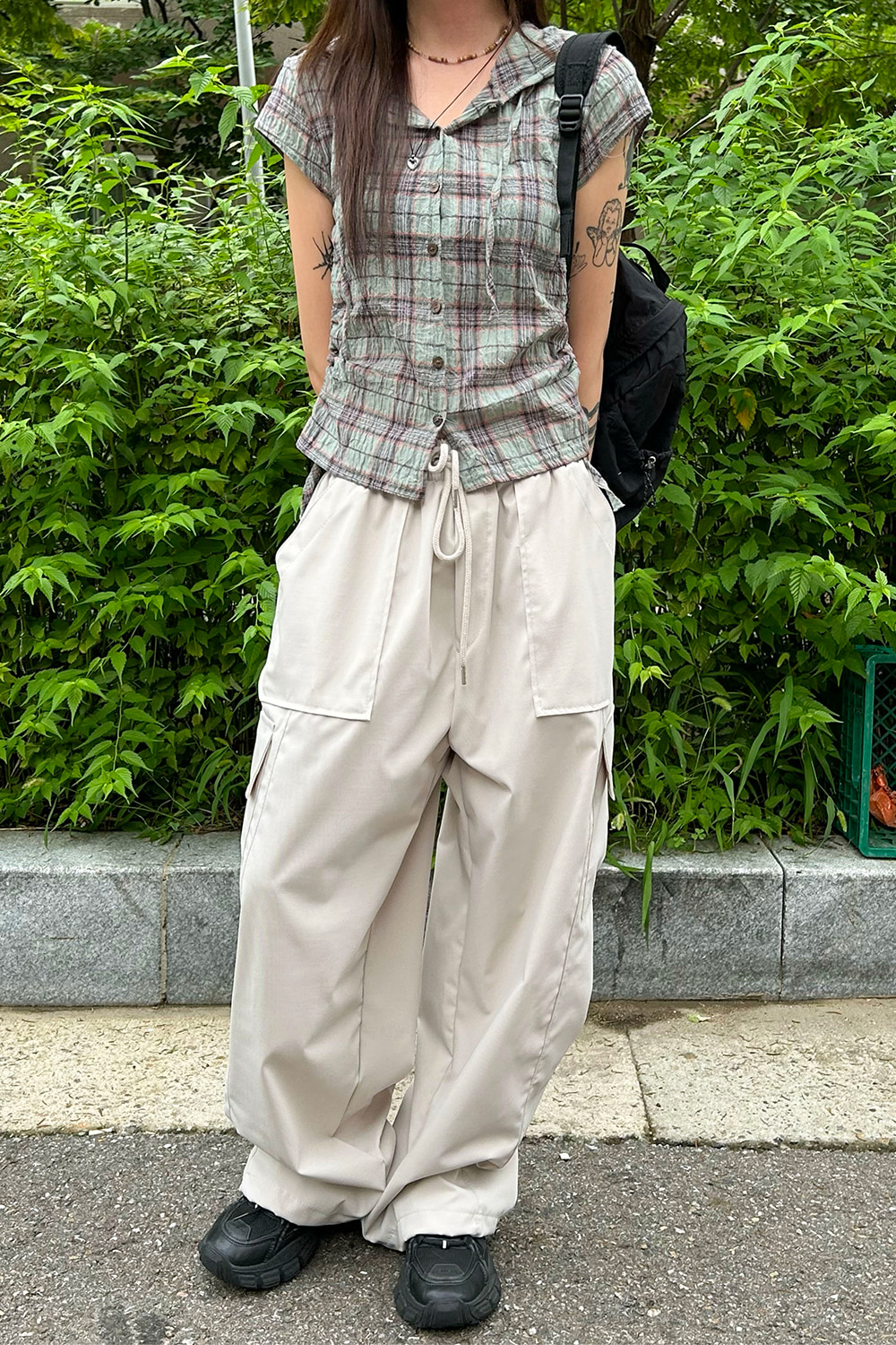 silver eyelet cargo pants (4colors)
