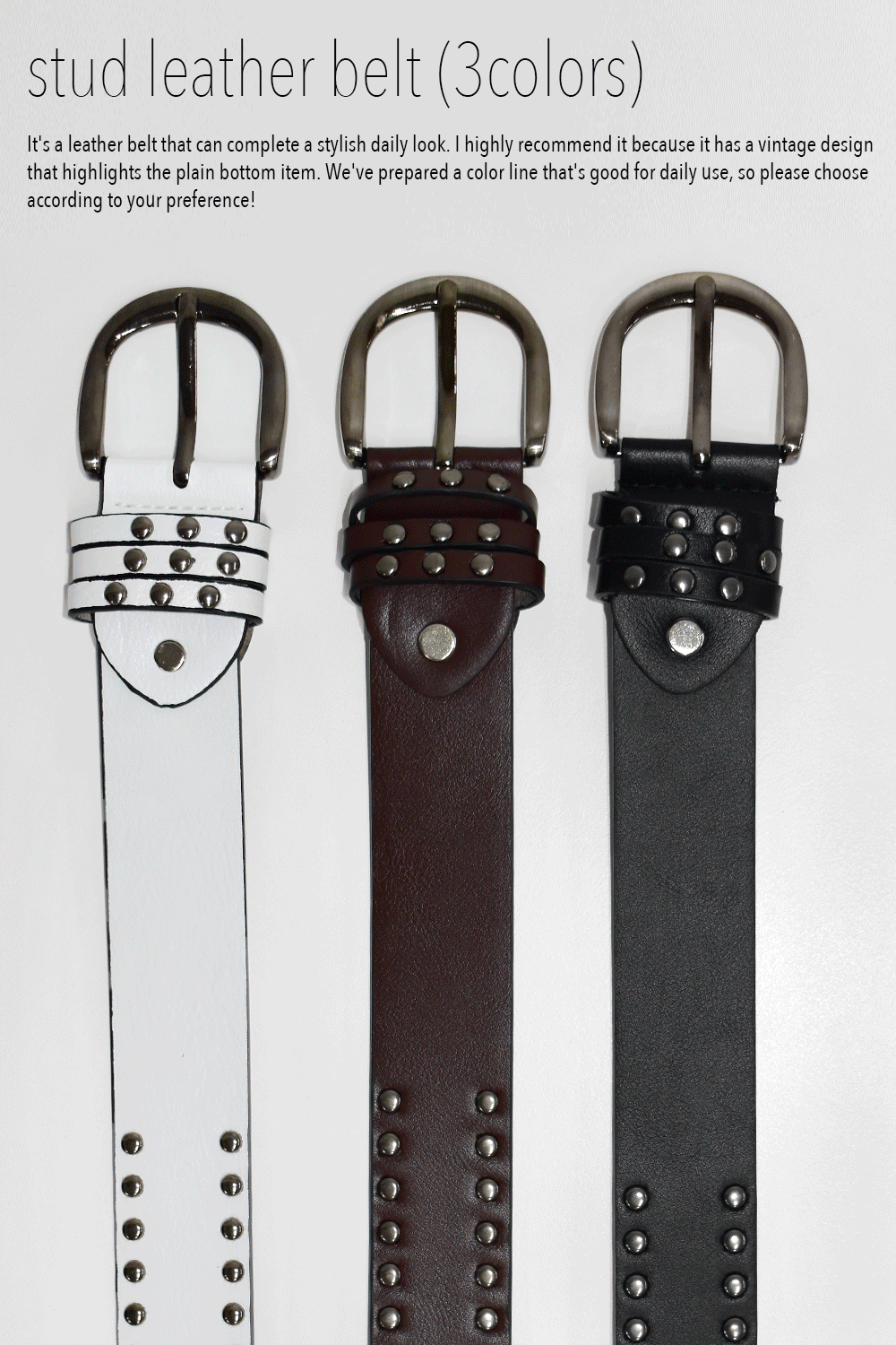 stud leather belt (3colors)