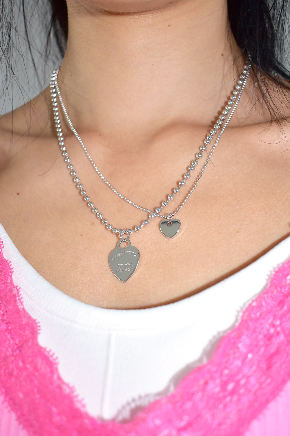 two heart necklace