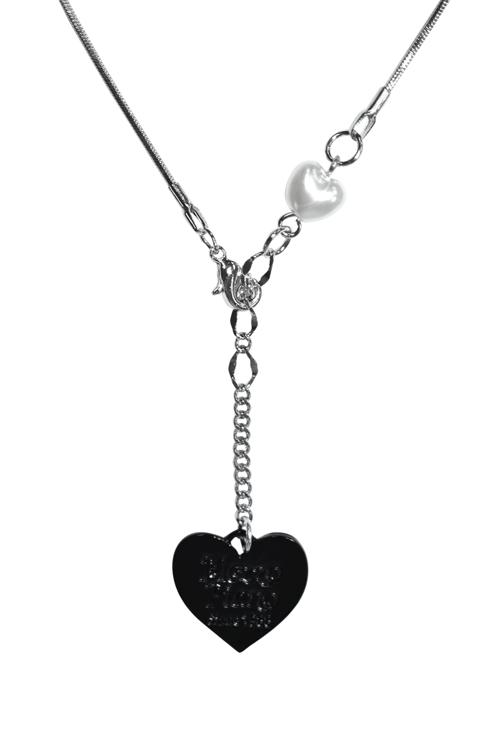 black heart chip necklace
