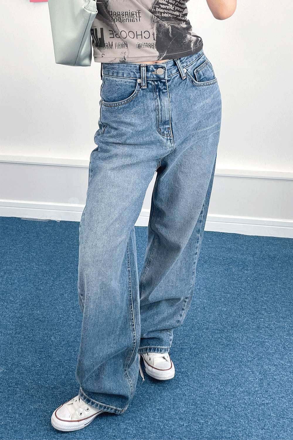 broken wide denim pants (2colors)
