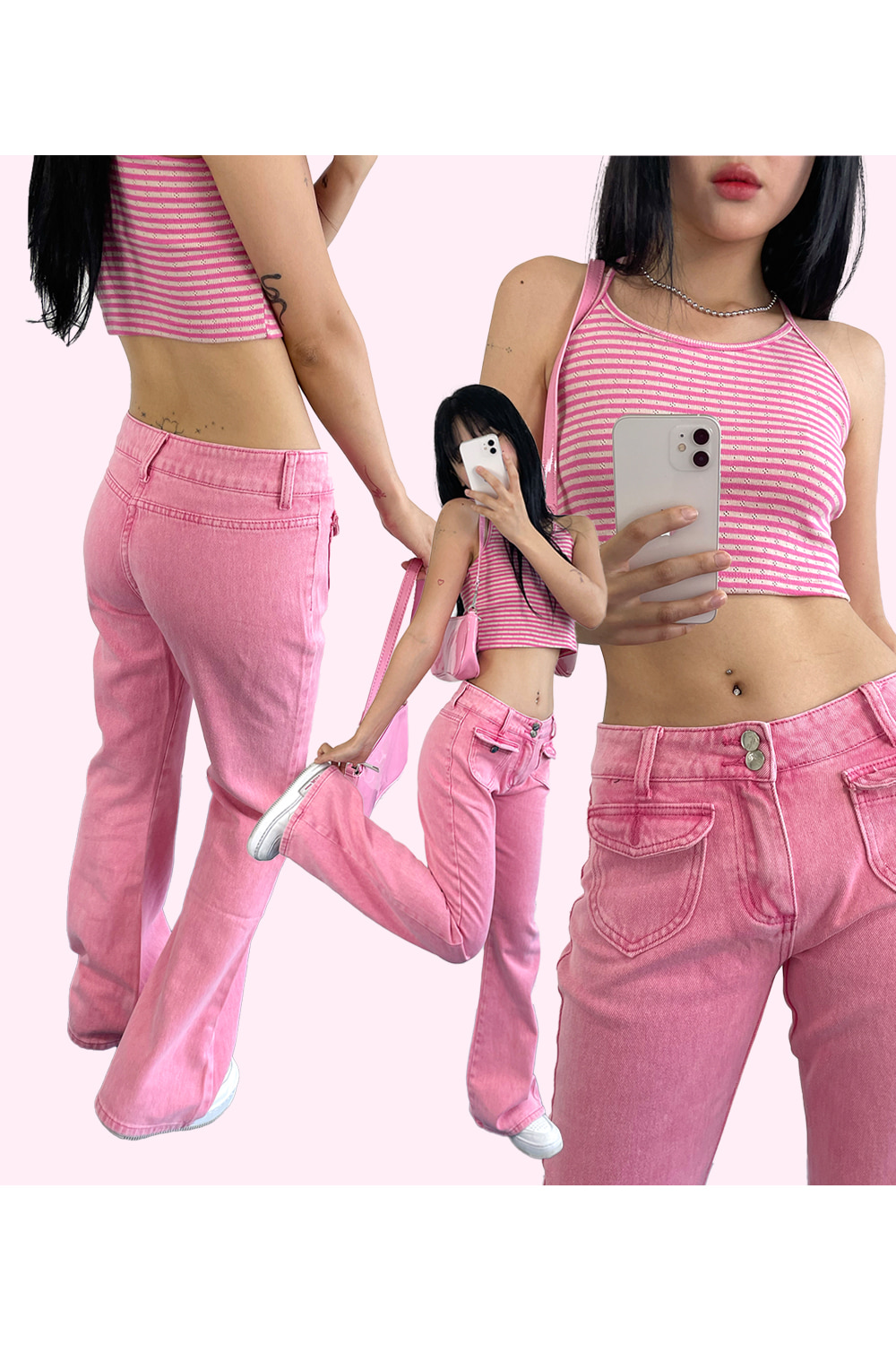 pink vintage lowrise pants